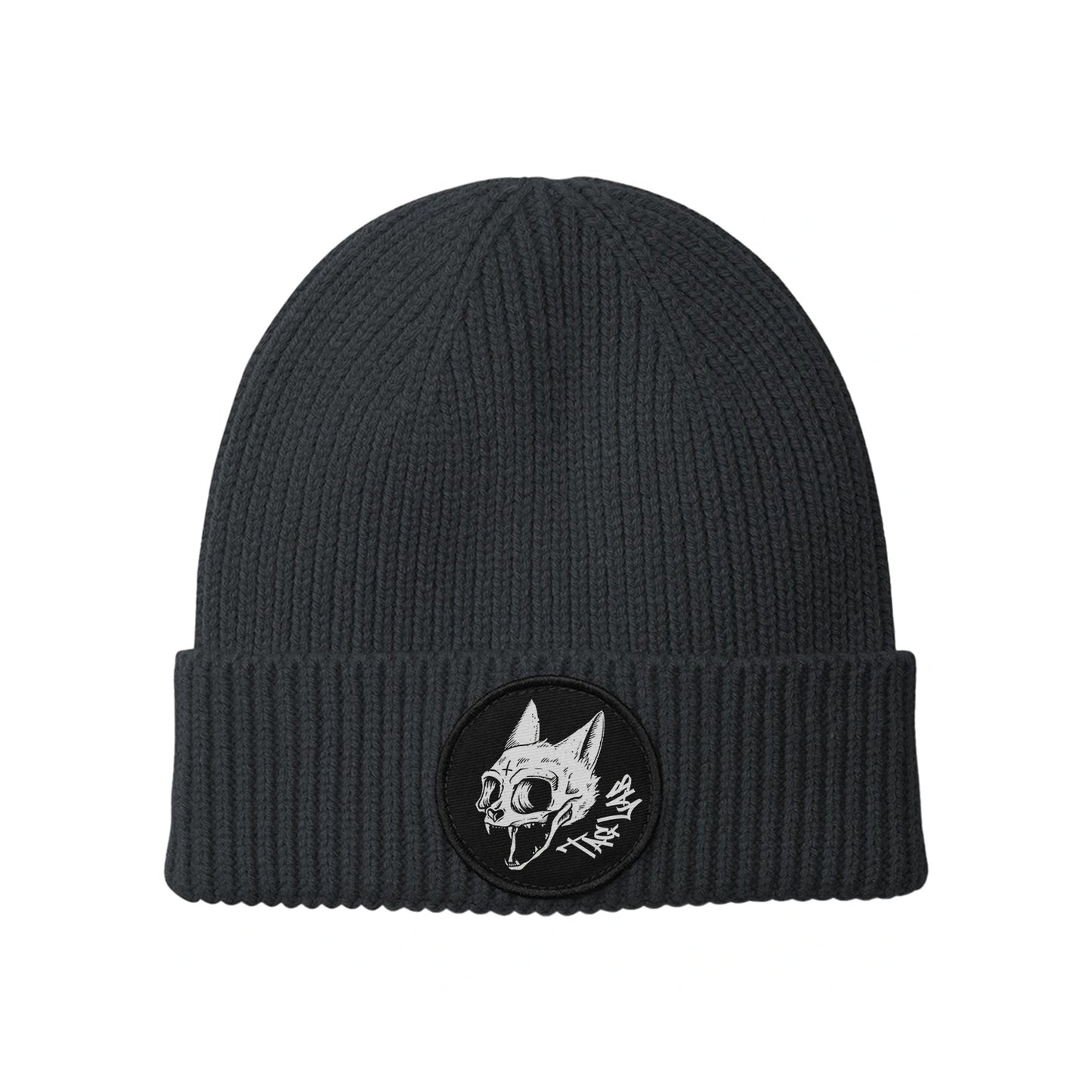 Beanie con patch rotonda - Skull Cat